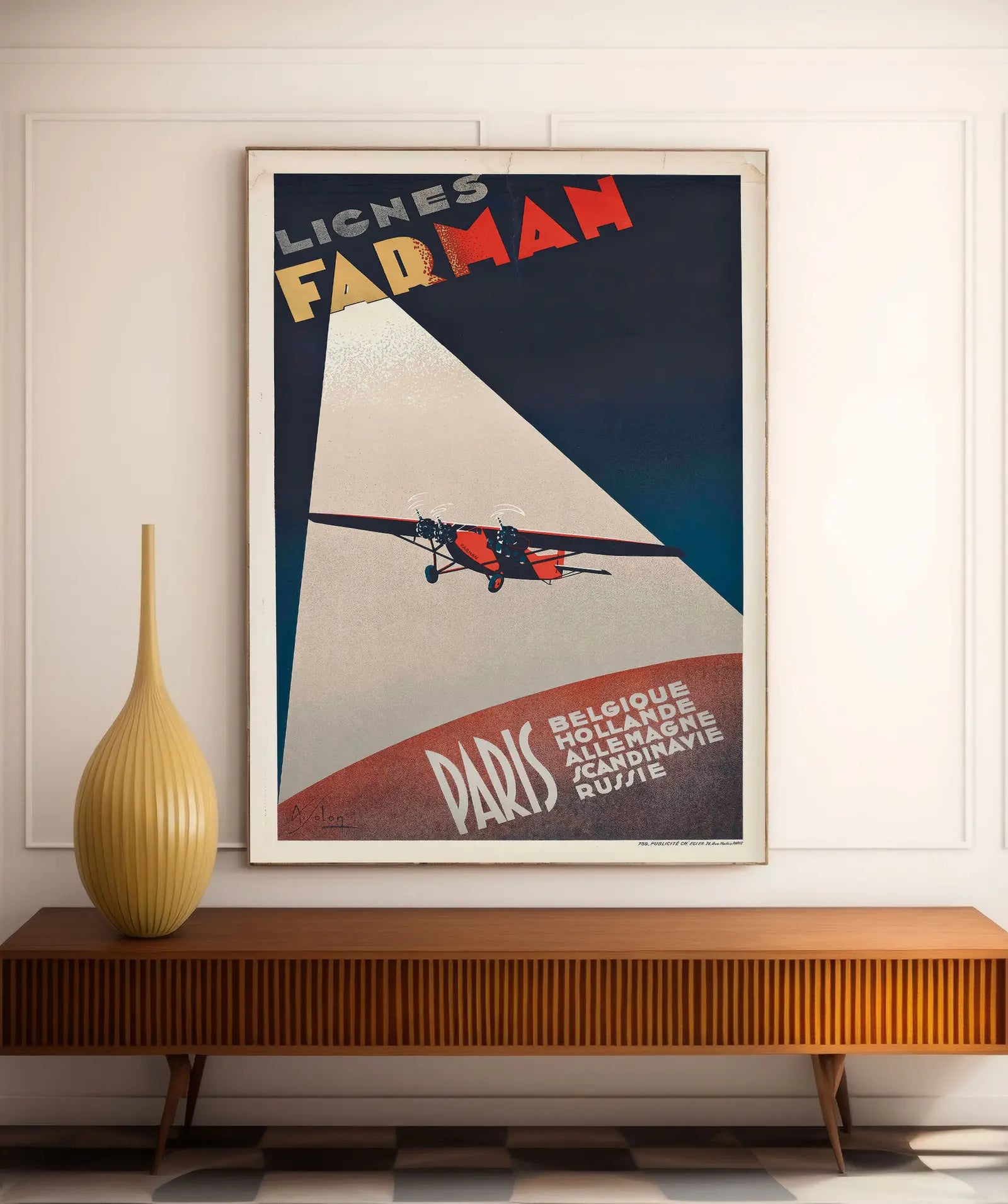 Affiche vintage "Farman Paris-Londres" - Albert Solon - Haute Définition - papier mat 230gr/m²