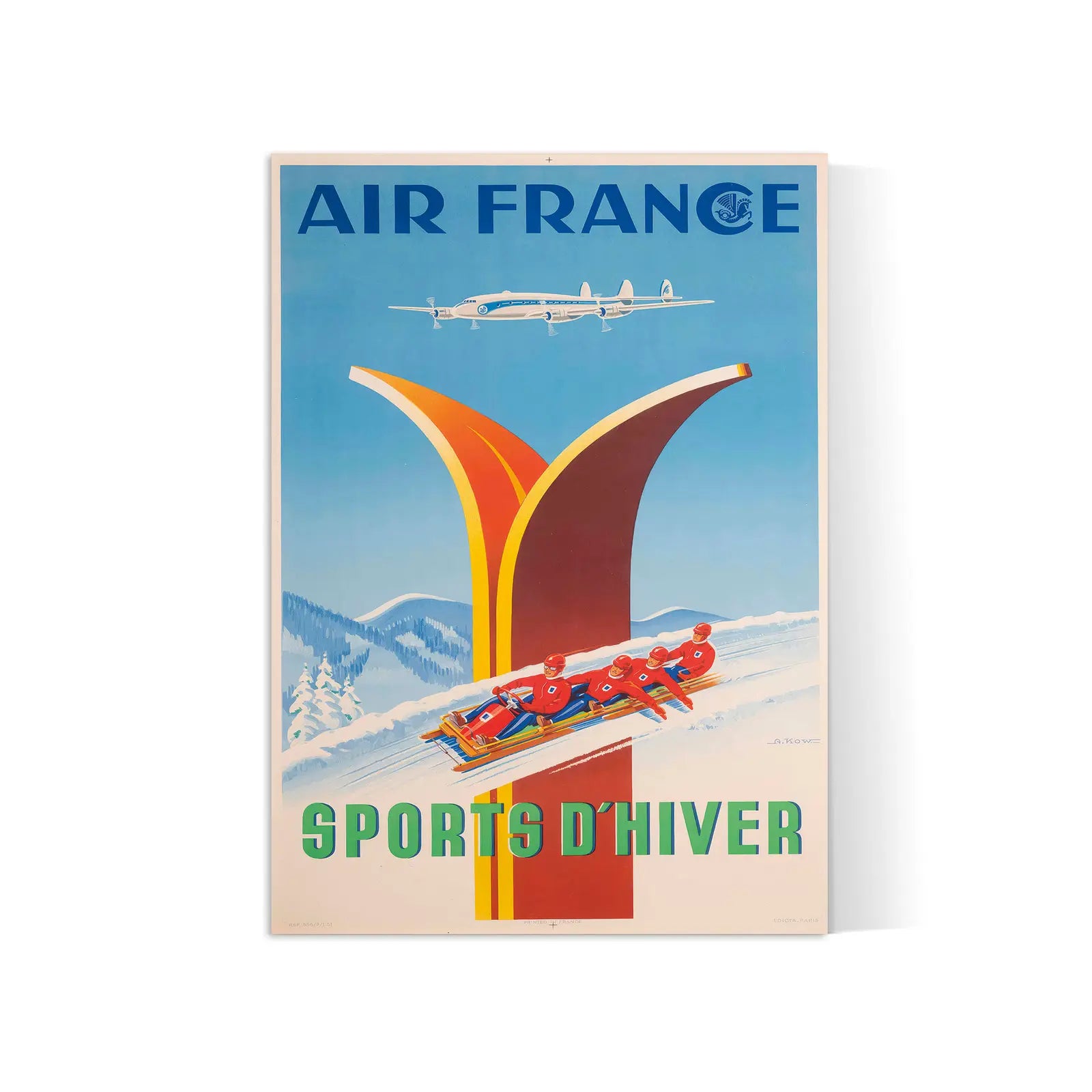 Air France "Winter Sports" poster - Alexis Kow - High Definition - 230gr/m² matte paper