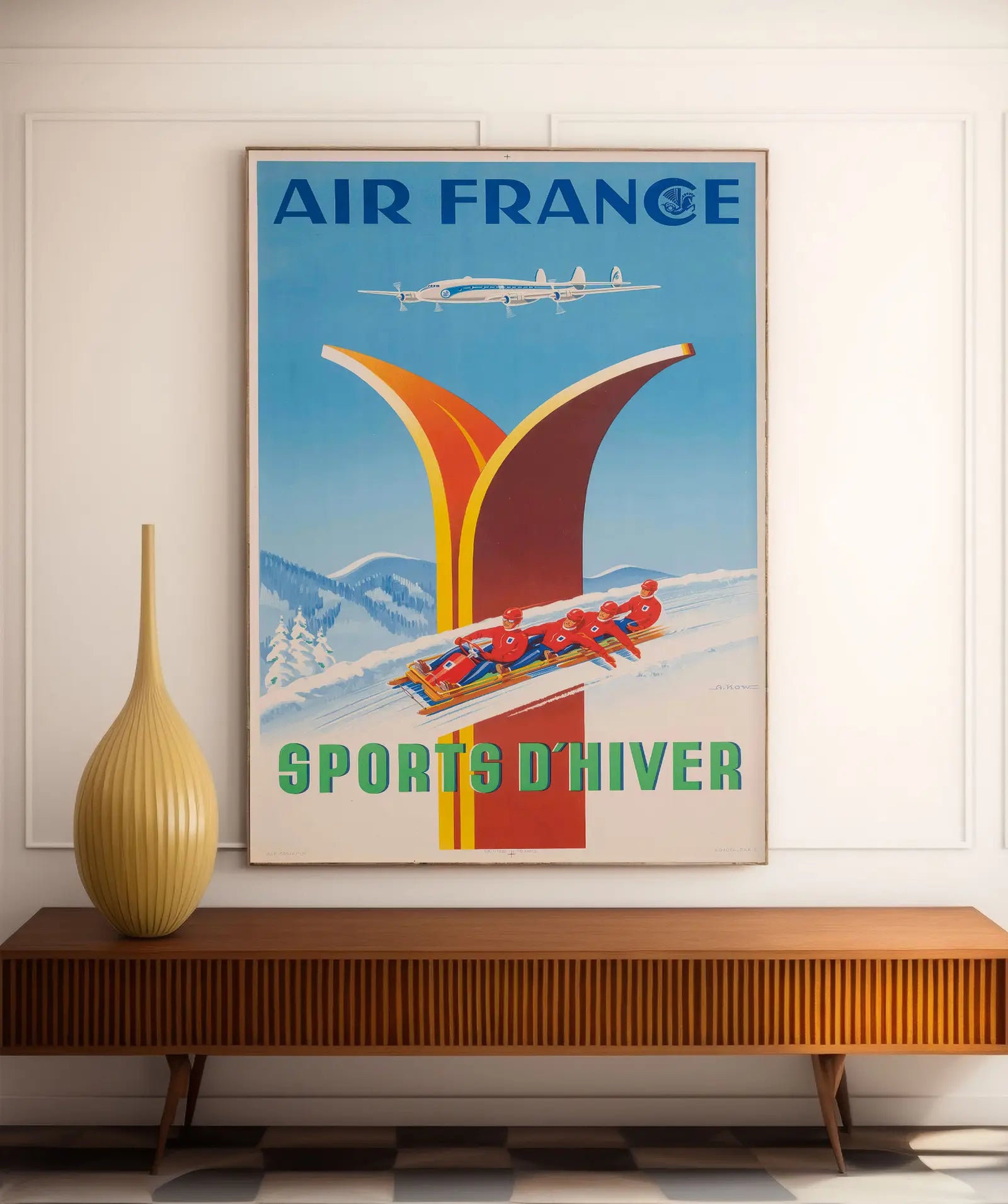 Air France "Winter Sports" poster - Alexis Kow - High Definition - 230gr/m² matte paper