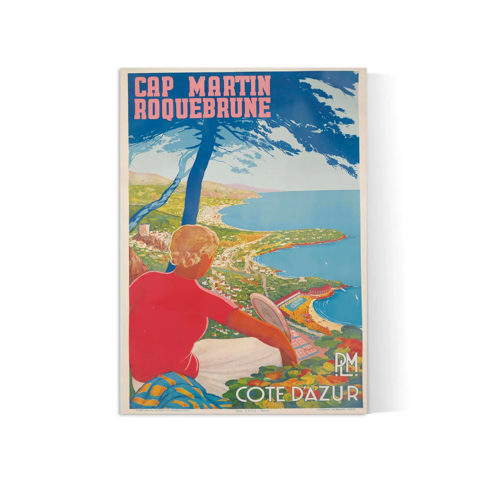 Affiche voyage vintage "Cap Martin Roquebrune" - Haute Définition - papier mat 230gr/m²