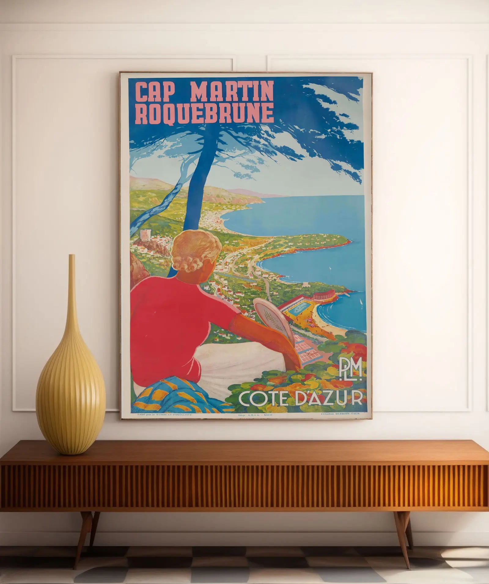 Affiche voyage vintage "Cap Martin Roquebrune" - Haute Définition - papier mat 230gr/m²