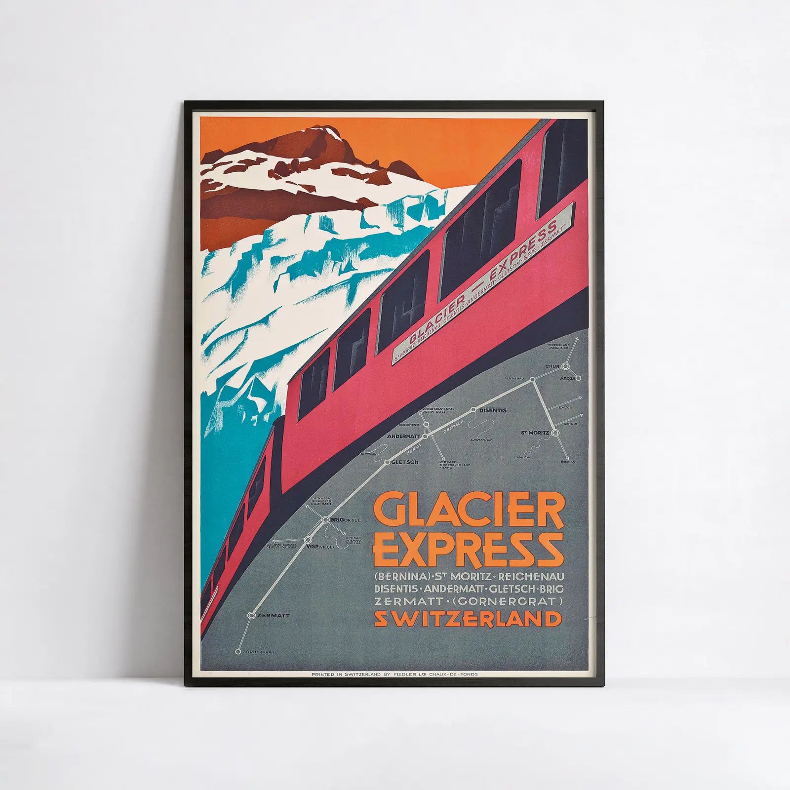 Affiche voyage vintage "Glacier Express Switzerland" - Haute Définition - papier mat 230gr/m²