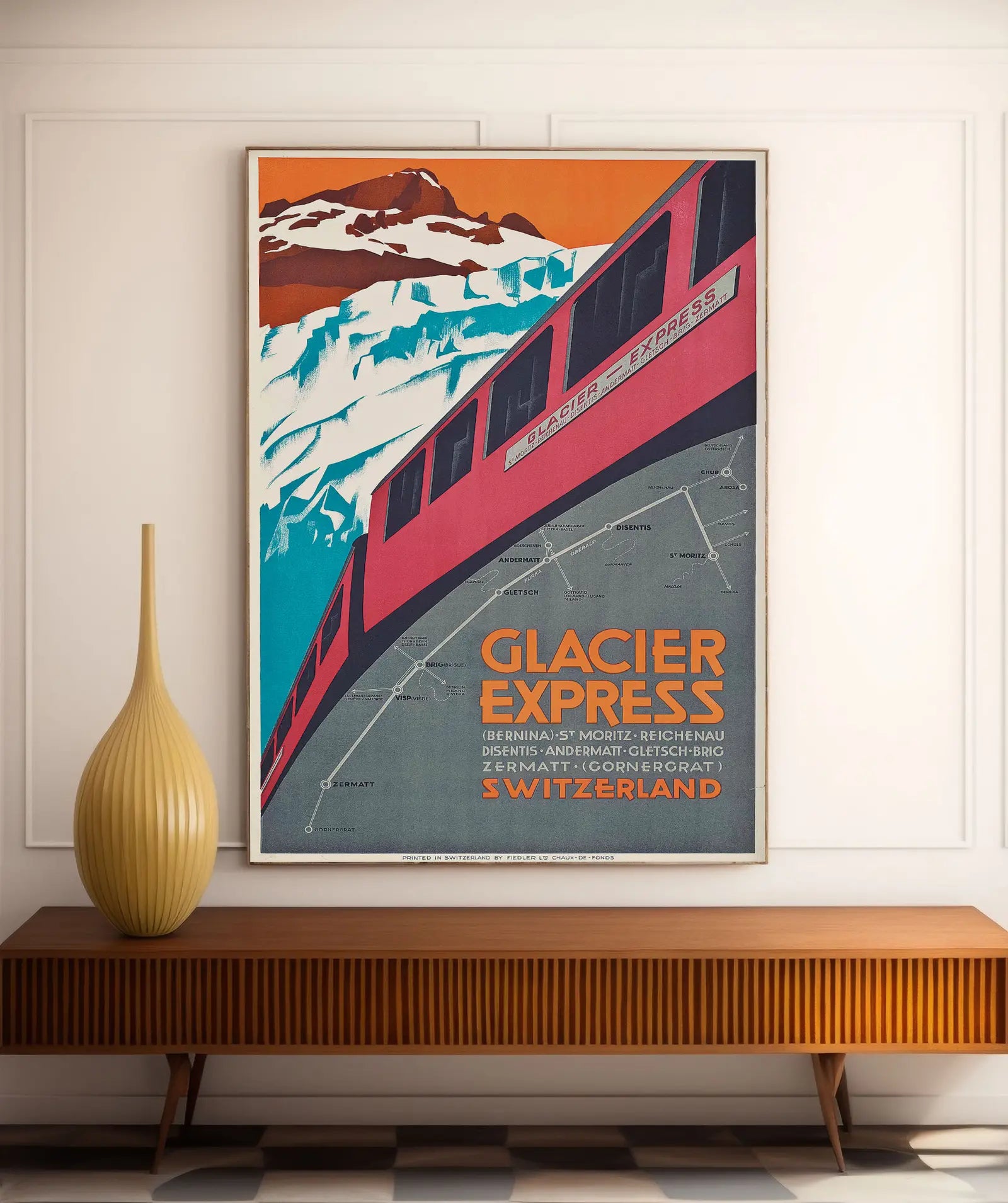 Affiche voyage vintage "Glacier Express Switzerland" - Haute Définition - papier mat 230gr/m²