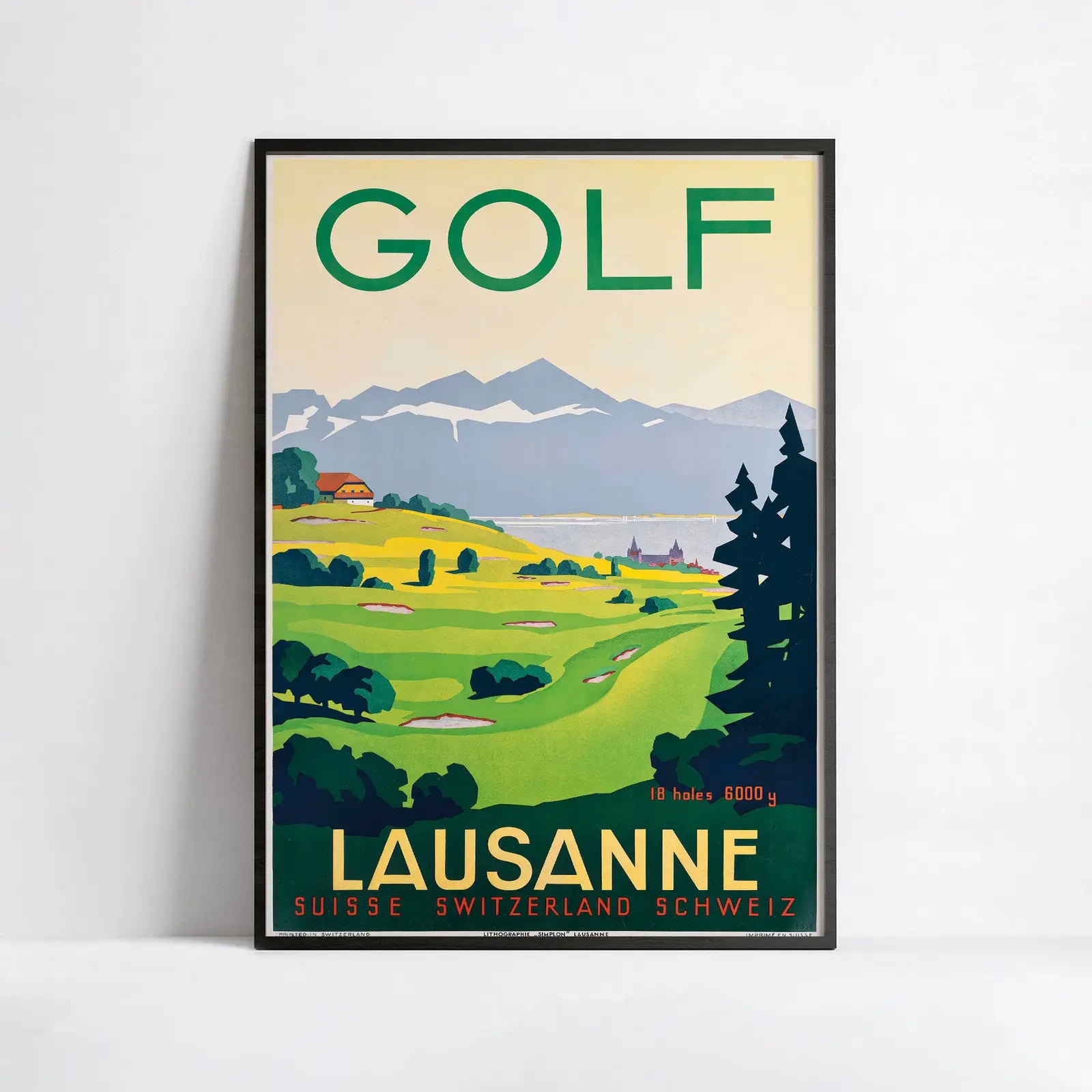 Affiche golf vintage "Golf Lausanne" - Haute Définition - papier mat 230gr/m²