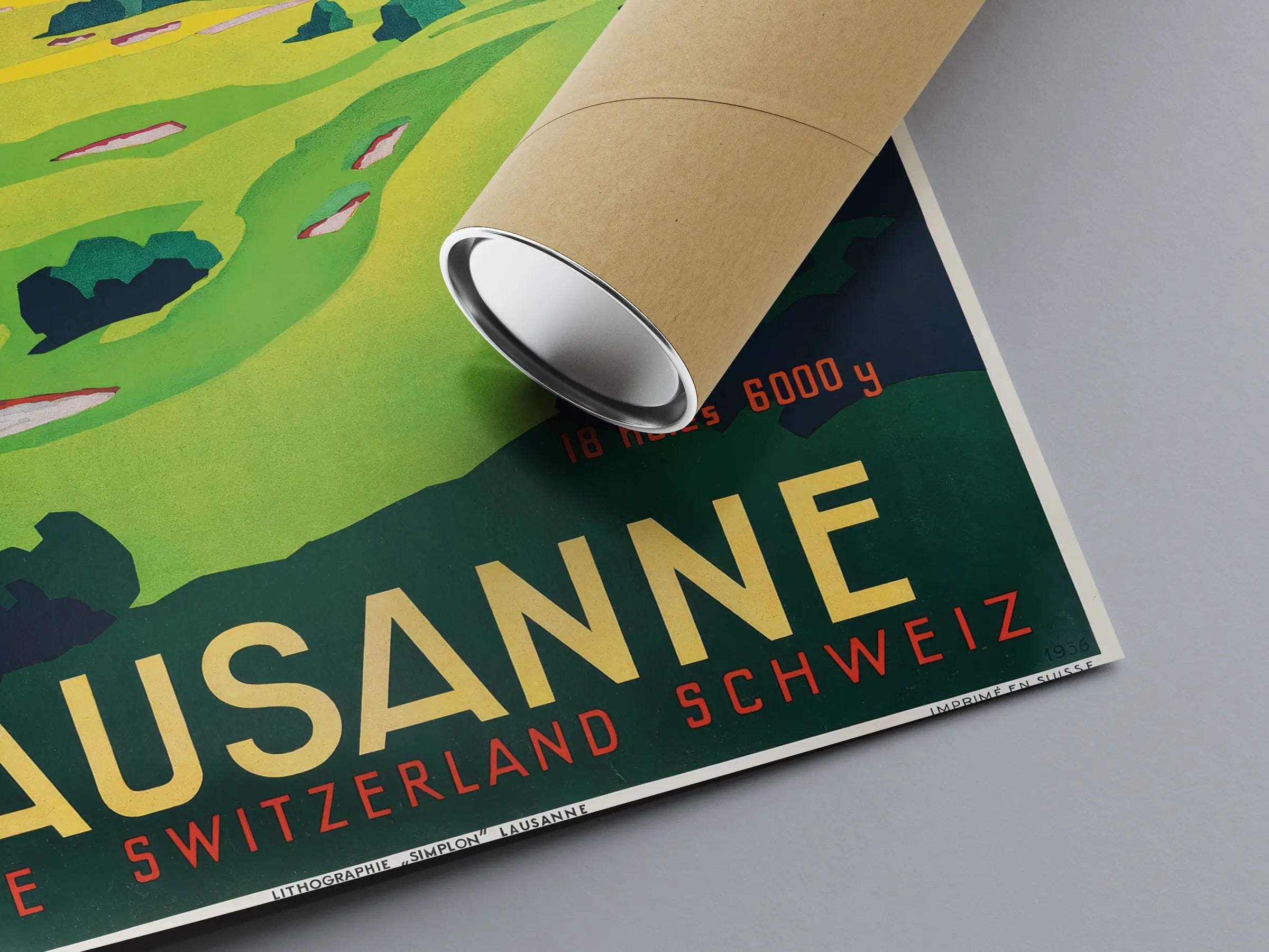 Affiche golf vintage "Golf Lausanne" - Haute Définition - papier mat 230gr/m²