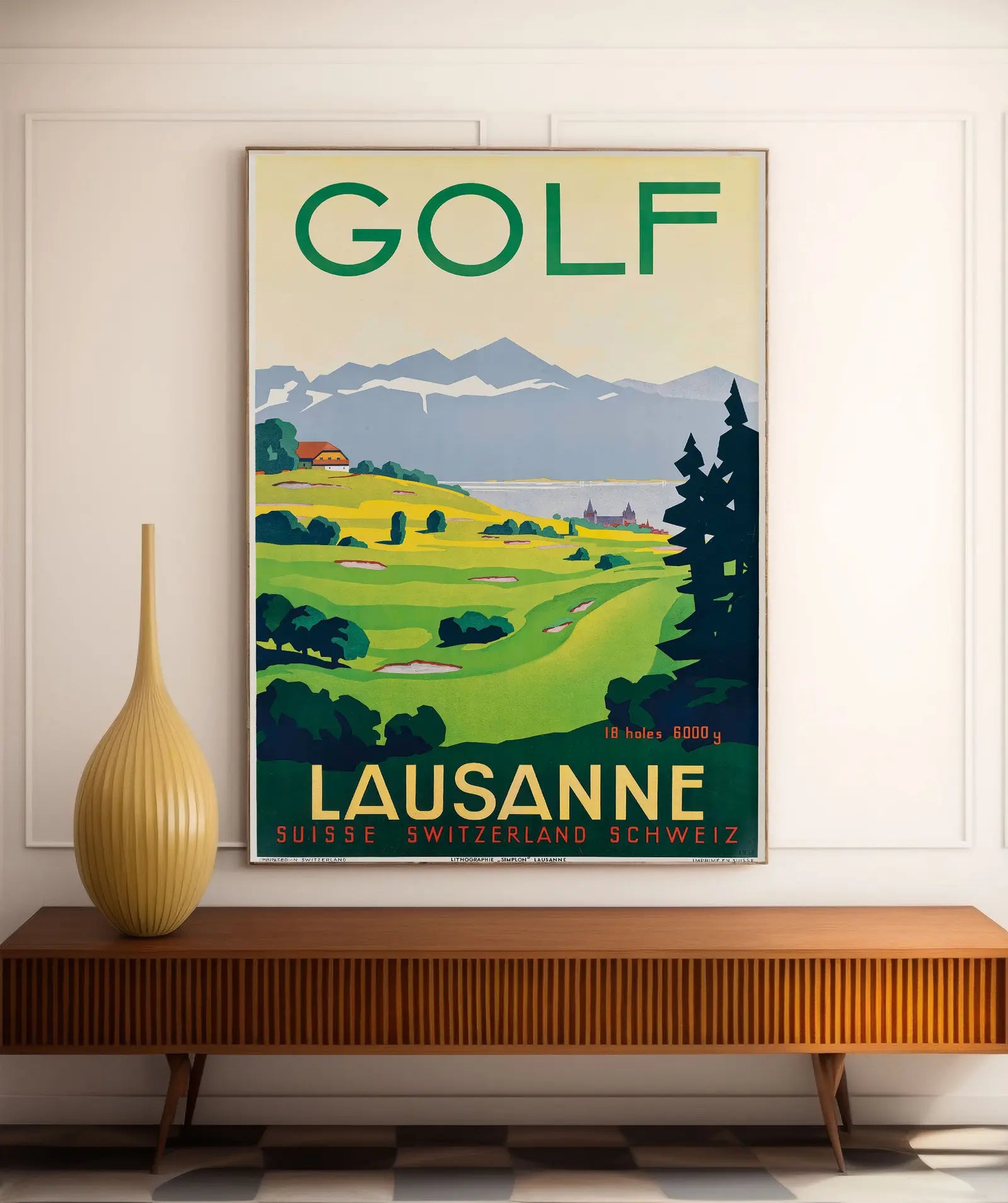 Vintage golf poster "Golf Lausanne" - High Definition - 230gr/m² matte paper