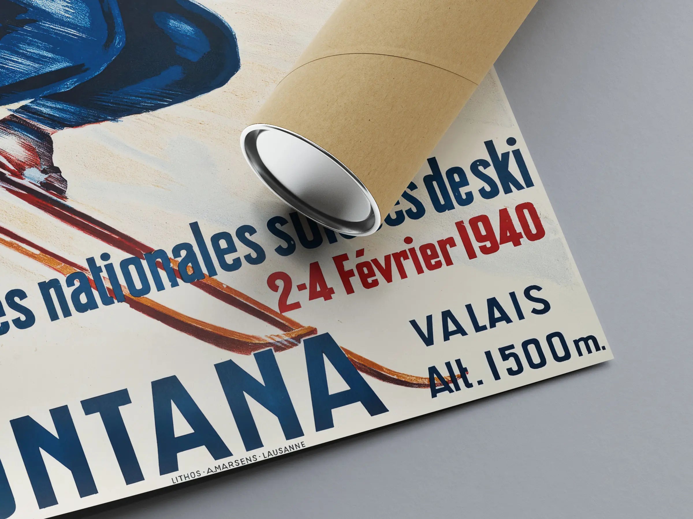 Affiche Ski vintage "Montana Valais" - Haute Définition - papier mat 230gr/m²