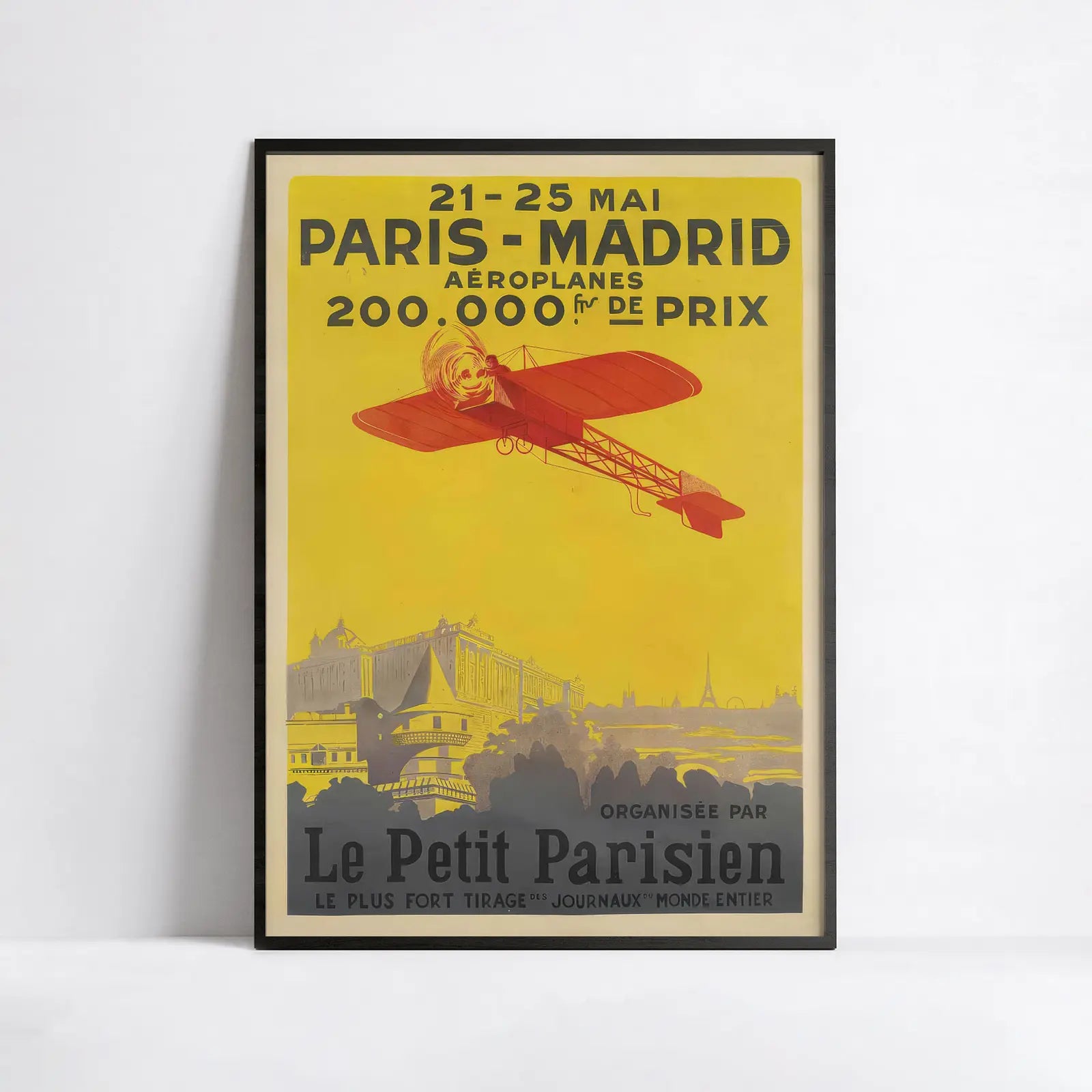 Vintage Aviation Poster "Paris-Madrid Le Petit Parisien" - High Definition - 230gr/m² matte paper