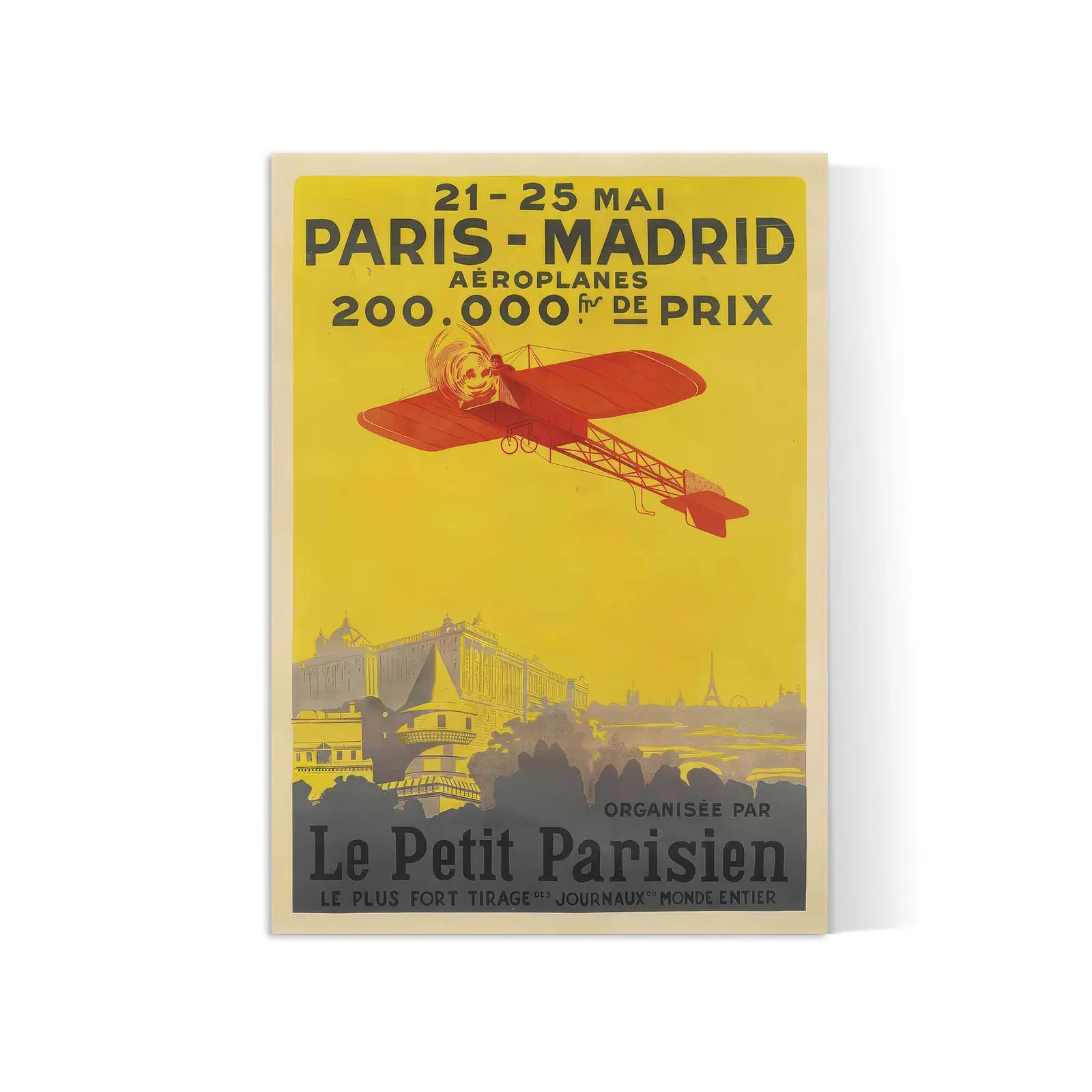 Affiche Aviation vintage "Paris-Madrid Le Petit Parisien" - Haute Définition - papier mat 230gr/m²