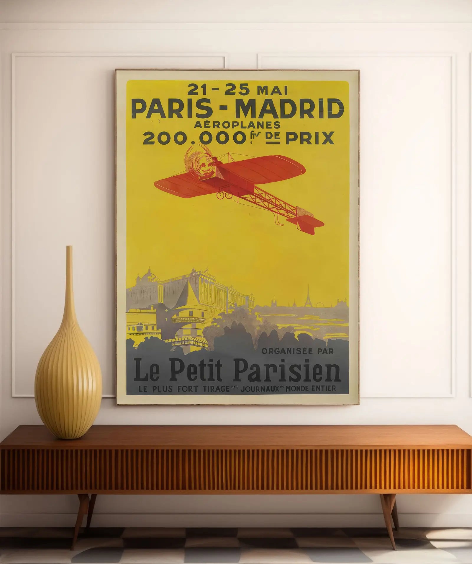 Affiche Aviation vintage "Paris-Madrid Le Petit Parisien" - Haute Définition - papier mat 230gr/m²