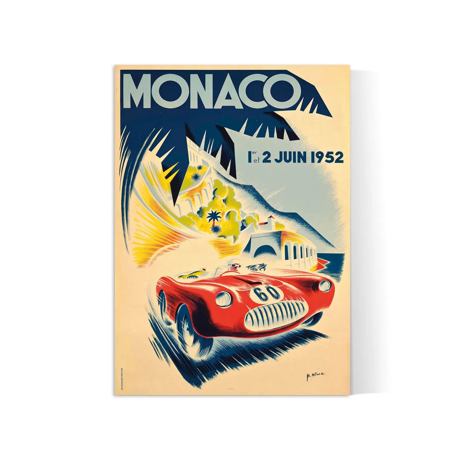 Vintage car poster "Monaco Grand Prix 1952" - High Definition - 230gr/m² matte paper