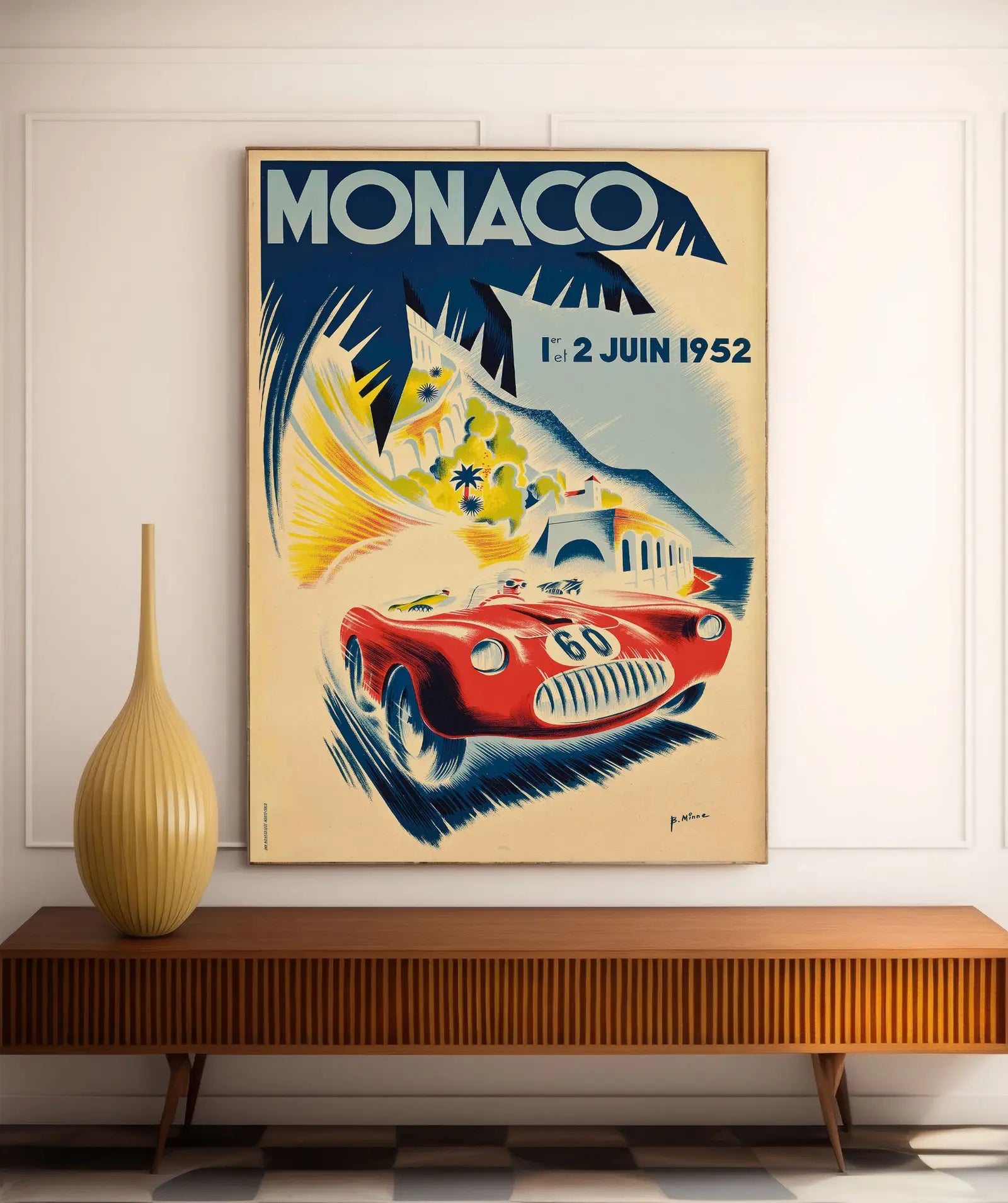 Vintage car poster "Monaco Grand Prix 1952" - High Definition - 230gr/m² matte paper