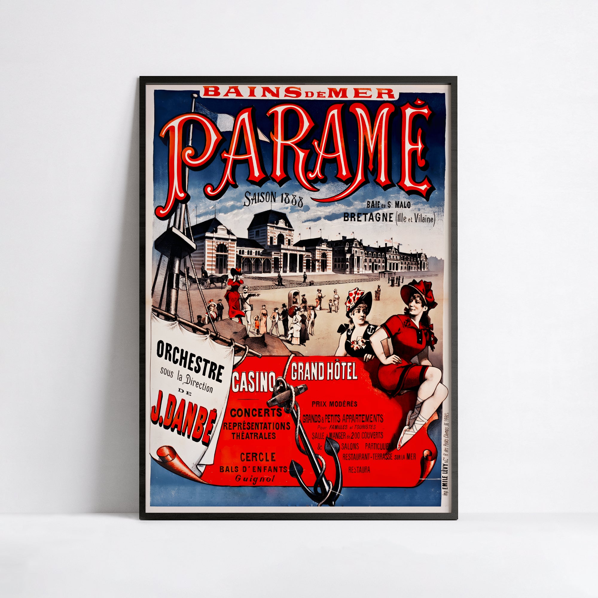 Affiche ville vintage "Bains de mer de Paramé_Saint Malo"  - Haute Définition - papier mat 230gr/m²