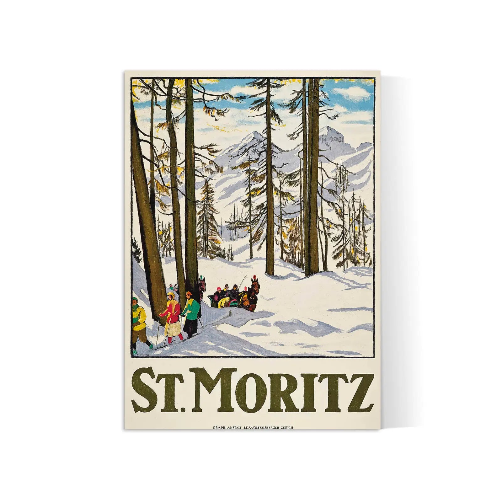 Vintage Ski Poster "St. Moritz" - Emil Cardinaux - High Definition - 230gr/m² matte paper