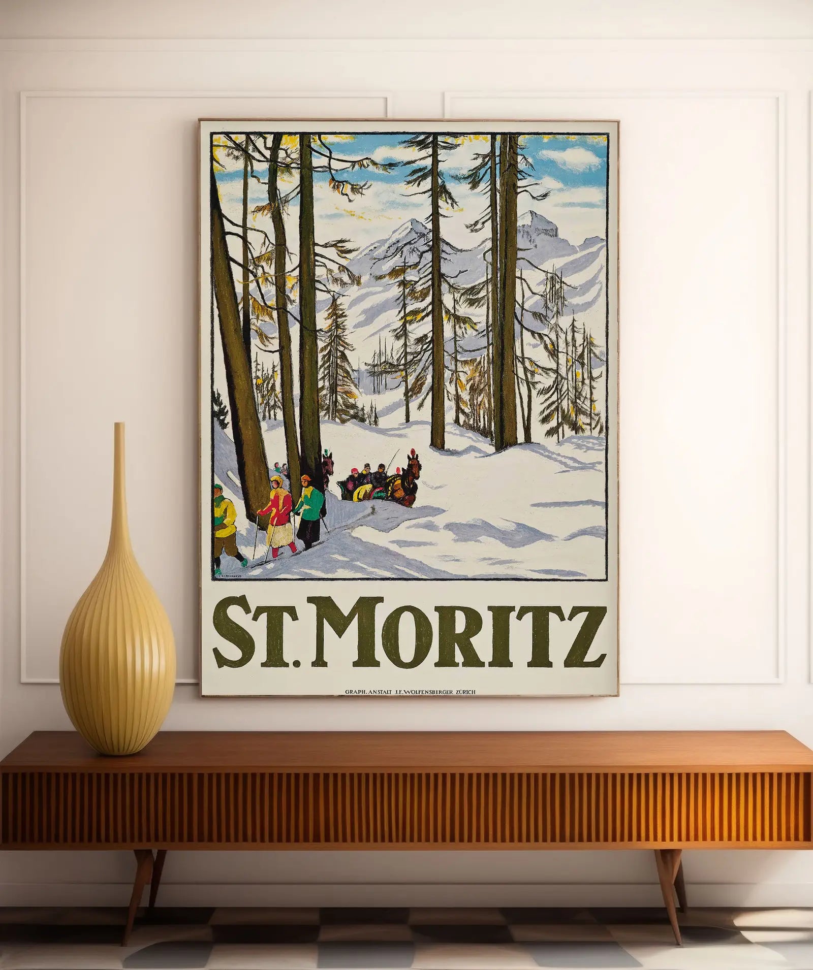 Vintage Ski Poster "St. Moritz" - Emil Cardinaux - High Definition - 230gr/m² matte paper