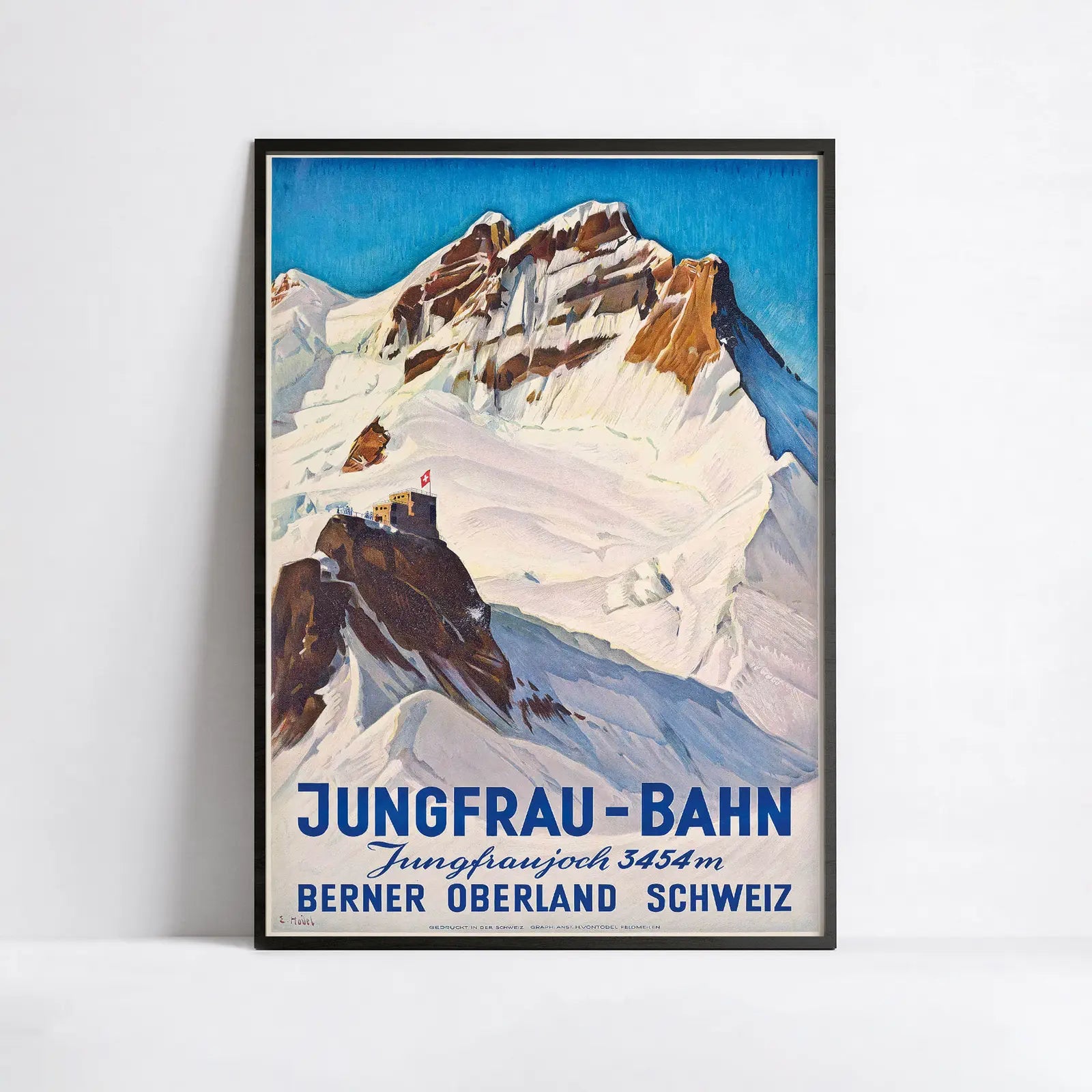 Vintage travel poster "Jungfrau Bahn" - Ernst Hodel - High Definition - 230gr/m² matte paper