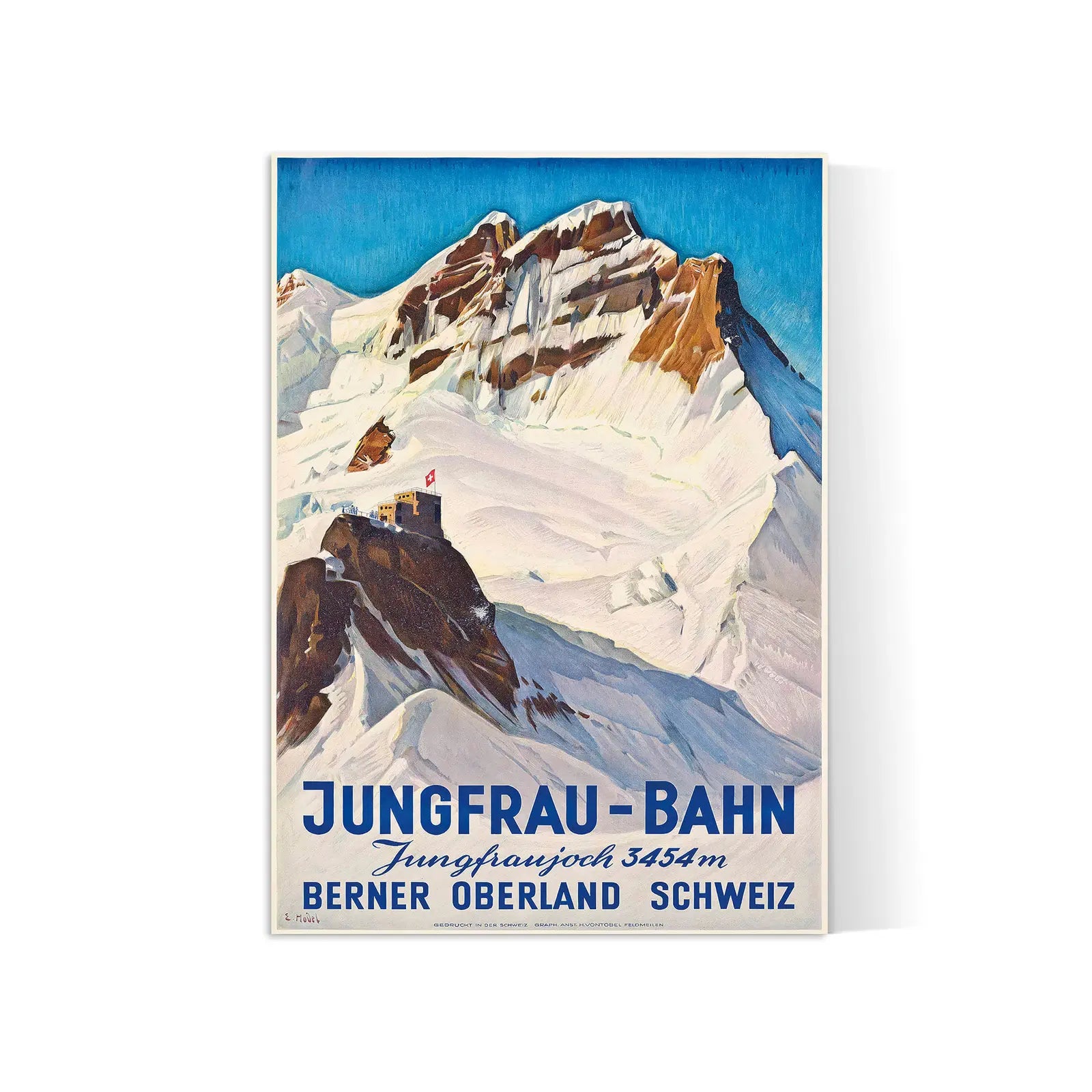 Affiche voyage vintage "Jungfrau Bahn" - Ernst Hodel - Haute Définition - papier mat 230gr/m²