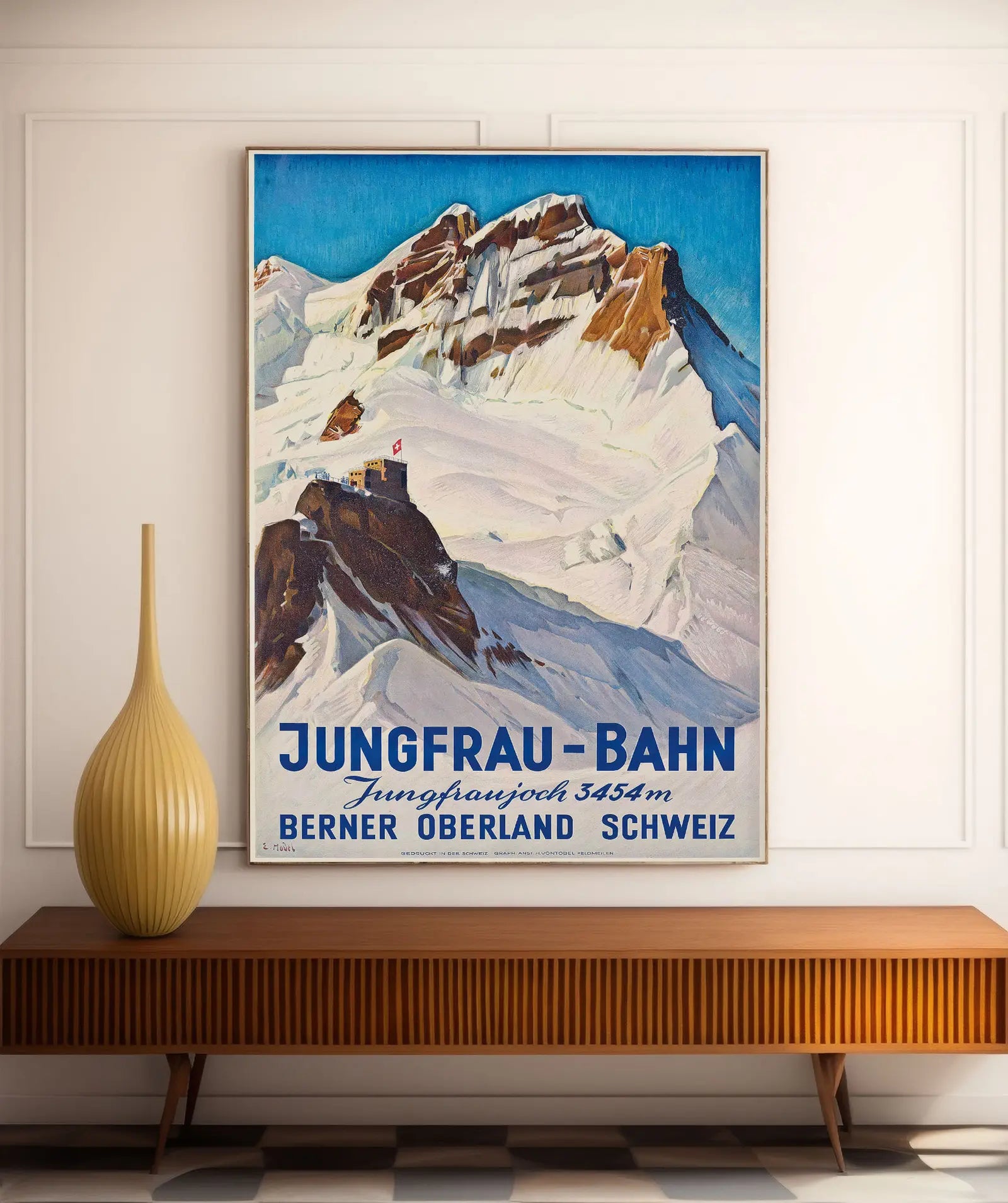 Affiche voyage vintage "Jungfrau Bahn" - Ernst Hodel - Haute Définition - papier mat 230gr/m²