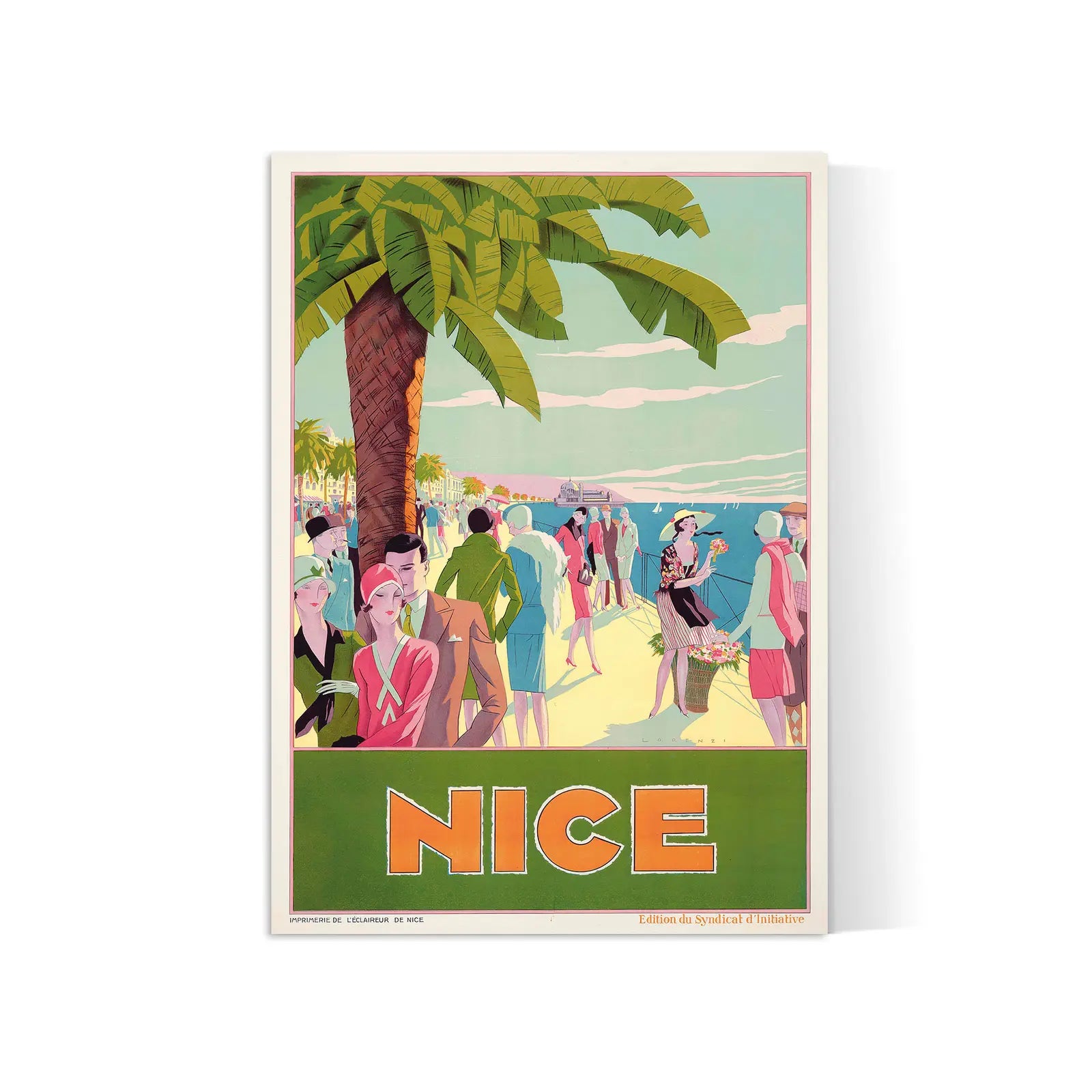 Affiche ville vintage "Nice" - Fabius Lorenzi - Haute Définition - papier mat 230gr/m²