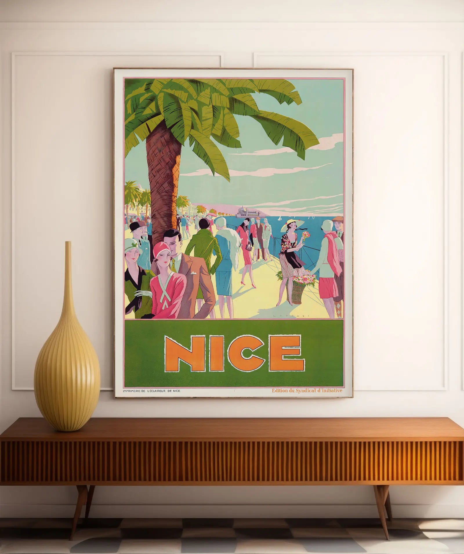 Affiche ville vintage "Nice" - Fabius Lorenzi - Haute Définition - papier mat 230gr/m²