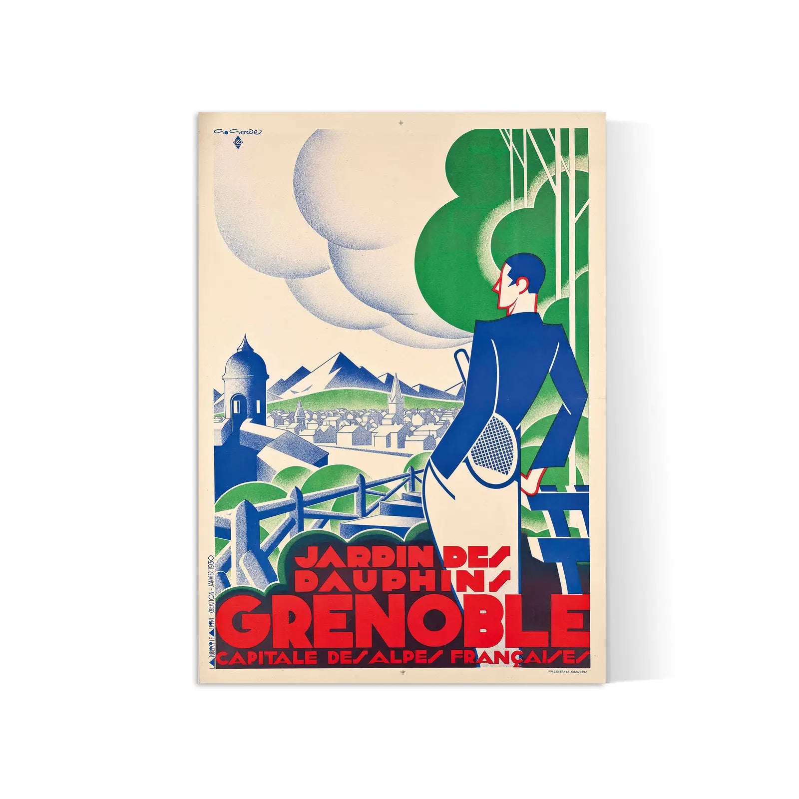 Affiche ville vintage "Grenoble" - Gaston Gorde - Haute Définition - papier mat 230gr/m²