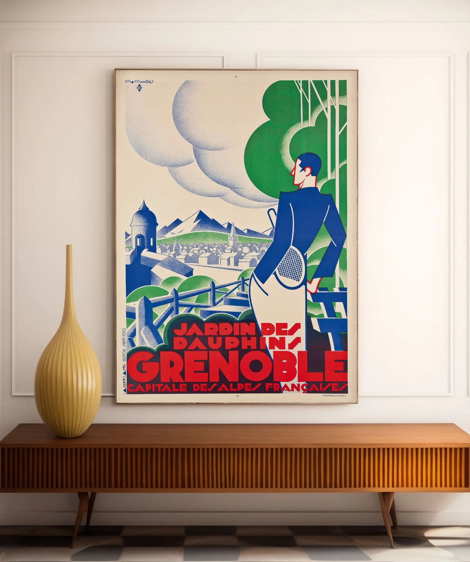 Affiche ville vintage "Grenoble" - Gaston Gorde - Haute Définition - papier mat 230gr/m²