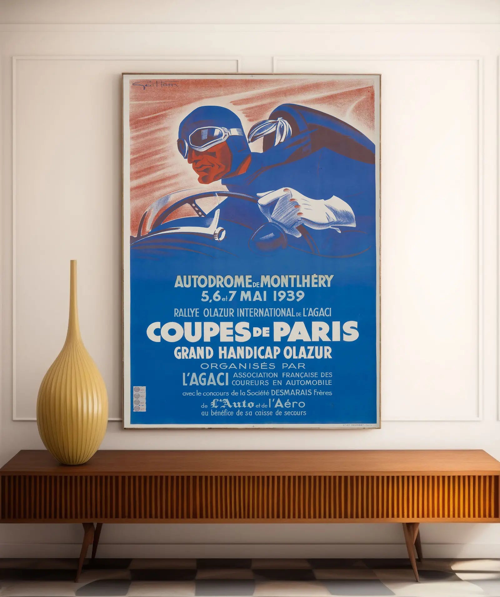 Affiche voiture vintage "Coupes de Paris" - Géo Ham - Haute Définition - papier mat 230gr/m²