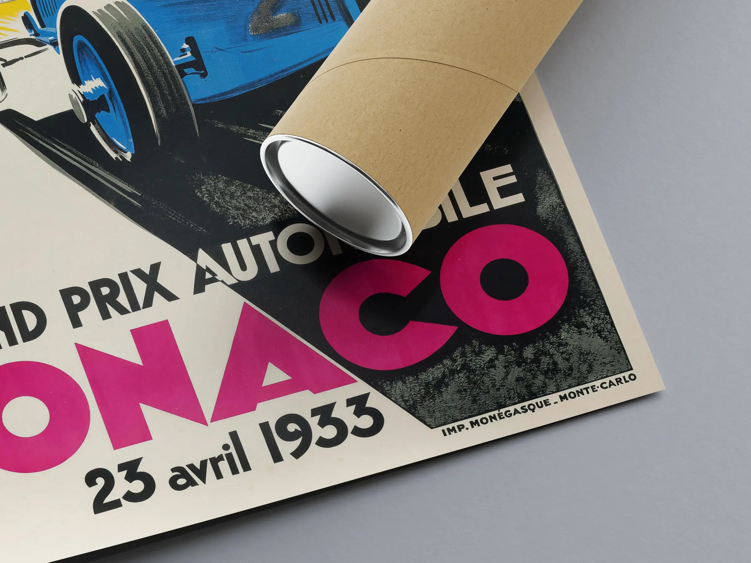 Affiche voiture vintage "Monaco 1933" - Géo Ham - Haute Définition - papier mat 230gr/m²