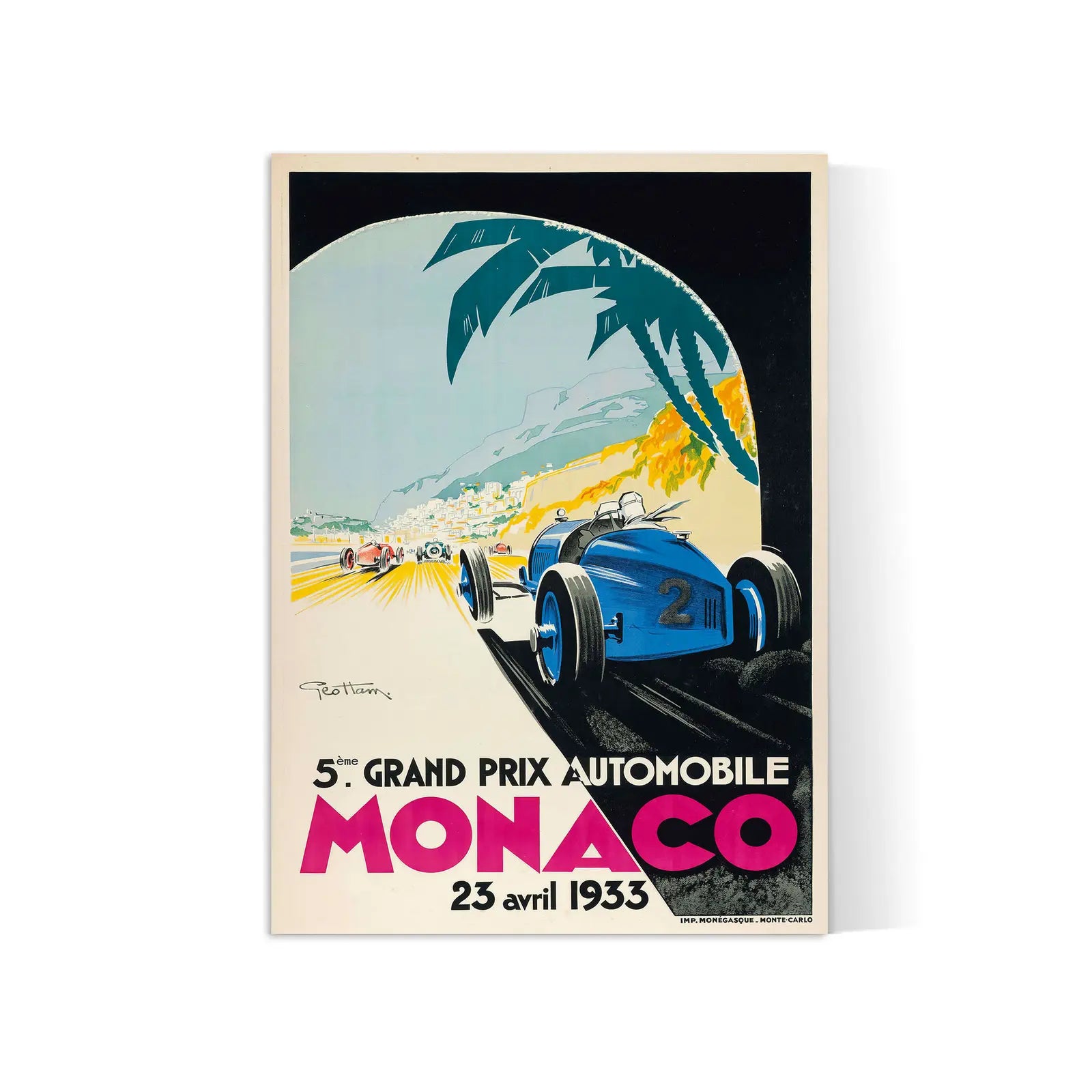 Affiche voiture vintage "Monaco 1933" - Géo Ham - Haute Définition - papier mat 230gr/m²