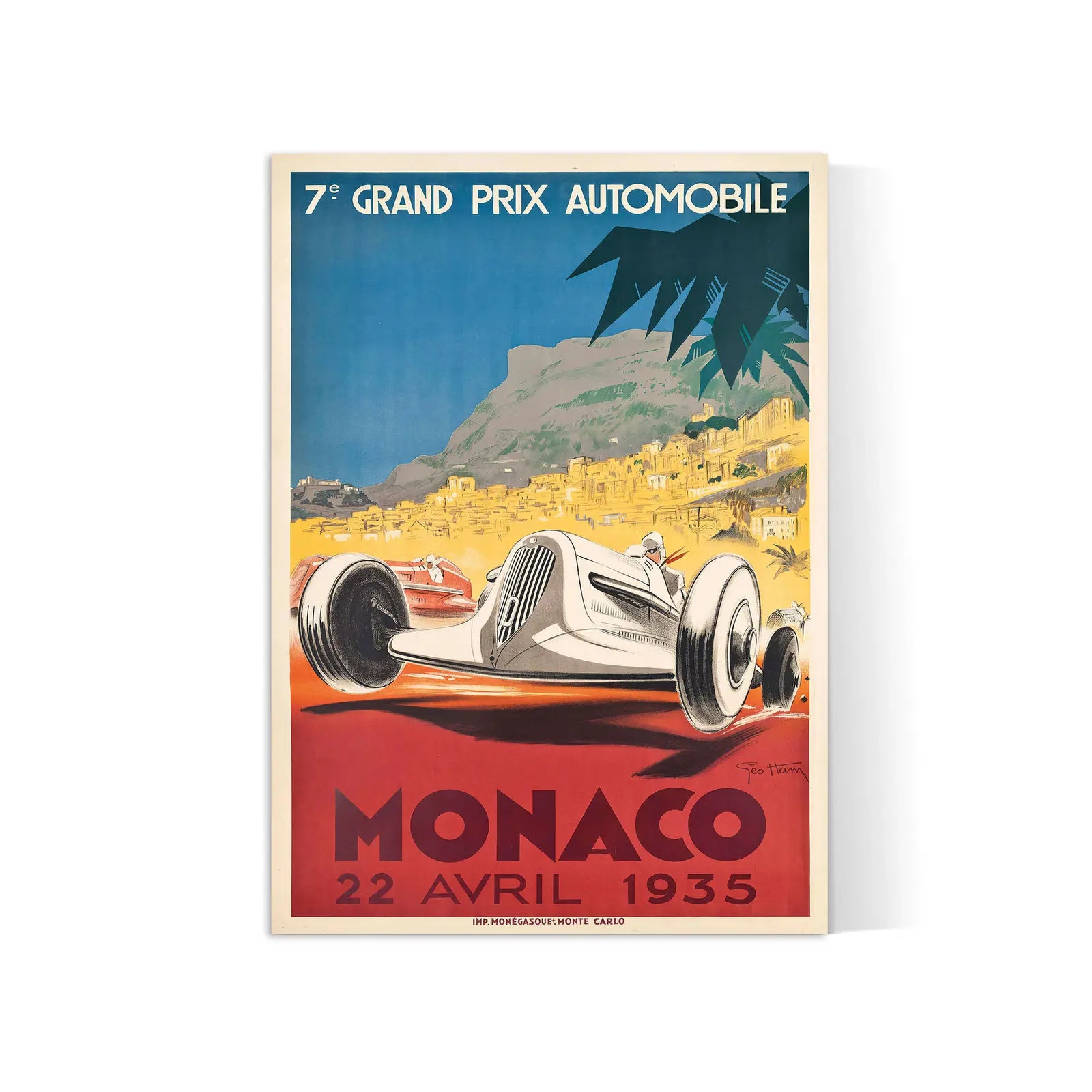 Affiche voiture vintage "Monaco 1935" - Géo Ham - Haute Définition - papier mat 230gr/m²