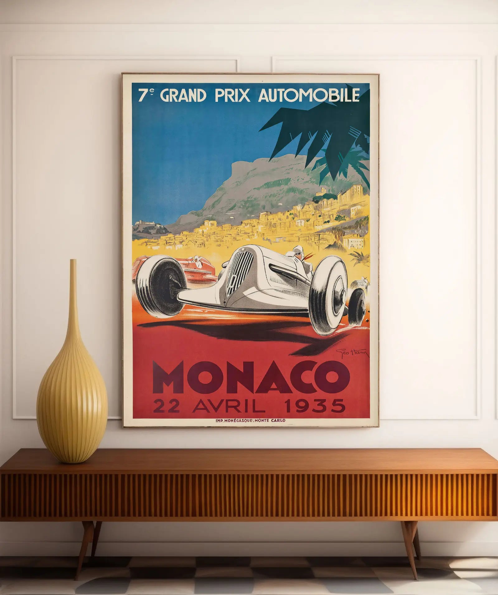 Affiche voiture vintage "Monaco 1935" - Géo Ham - Haute Définition - papier mat 230gr/m²