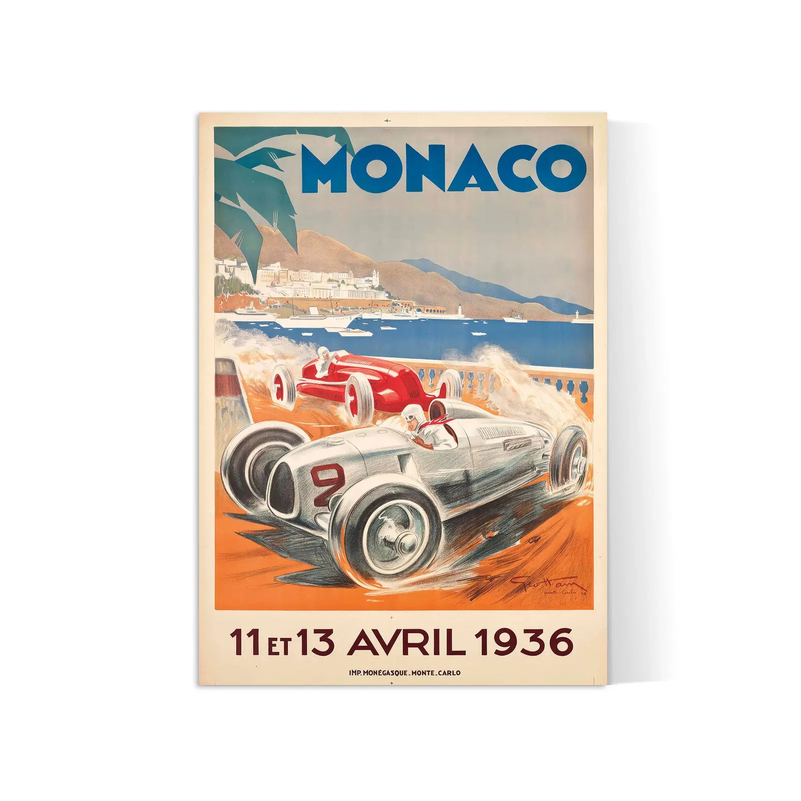 Affiche voiture vintage "Monaco 1936" - Géo Ham - Haute Définition - papier mat 230gr/m²