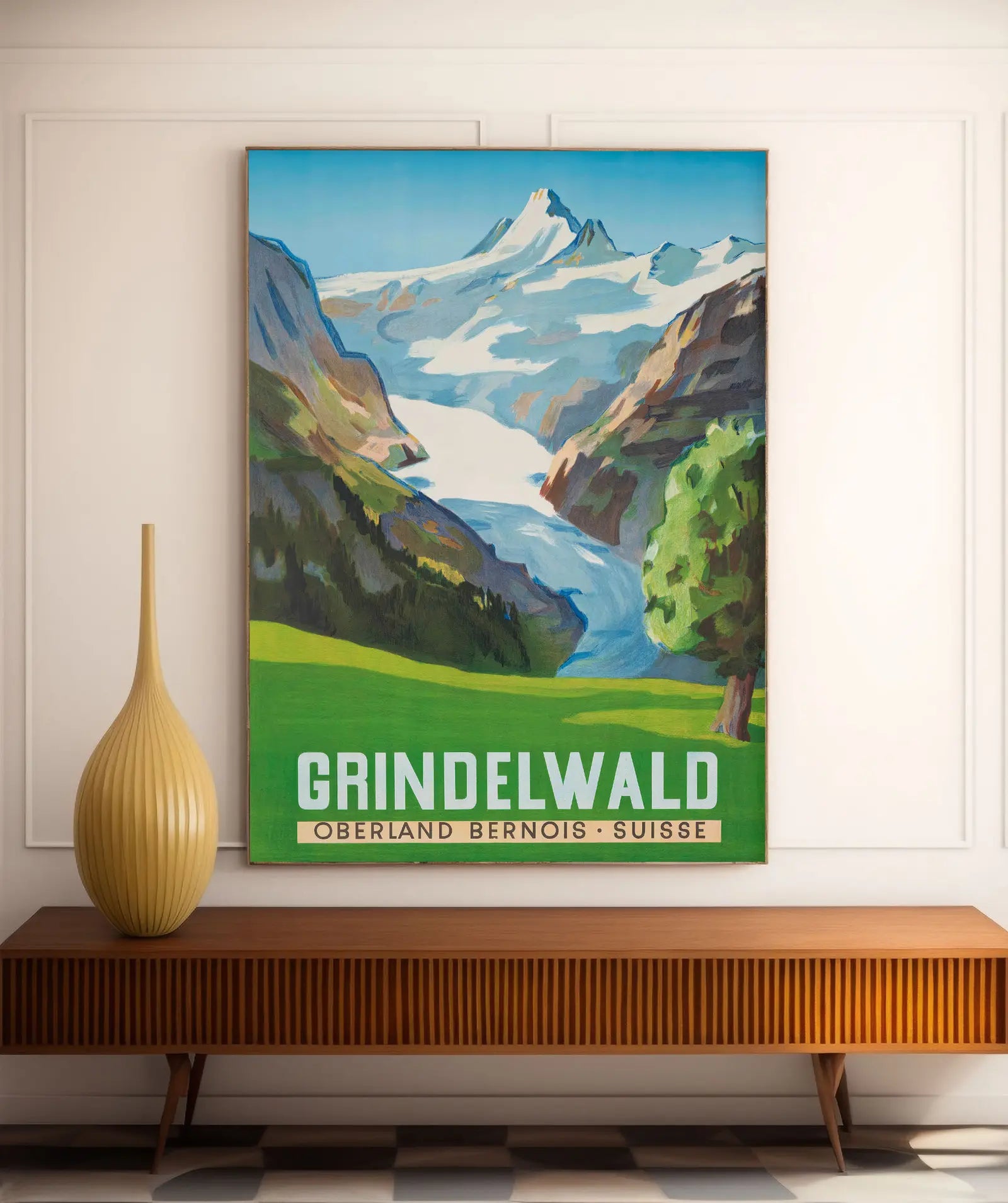 Affiche montagne vintage "Grindelwald" - Hans G. Jegerlehner - Haute Définition - papier mat 230gr/m²