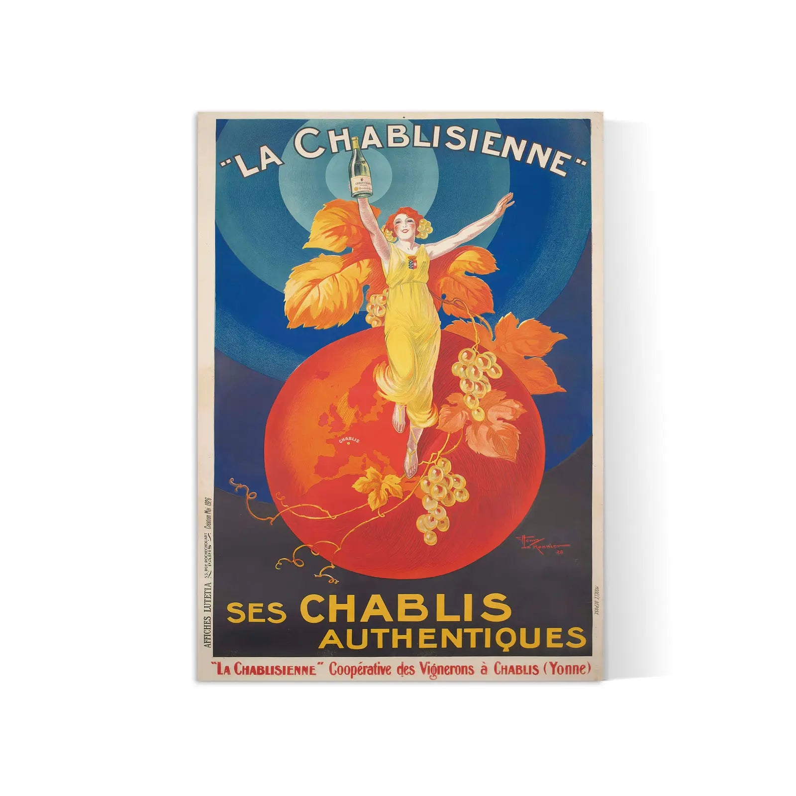 Affiche vin vintage "La chablisienne" - Henry Le Monnier - Haute Définition - papier mat 230gr/m²