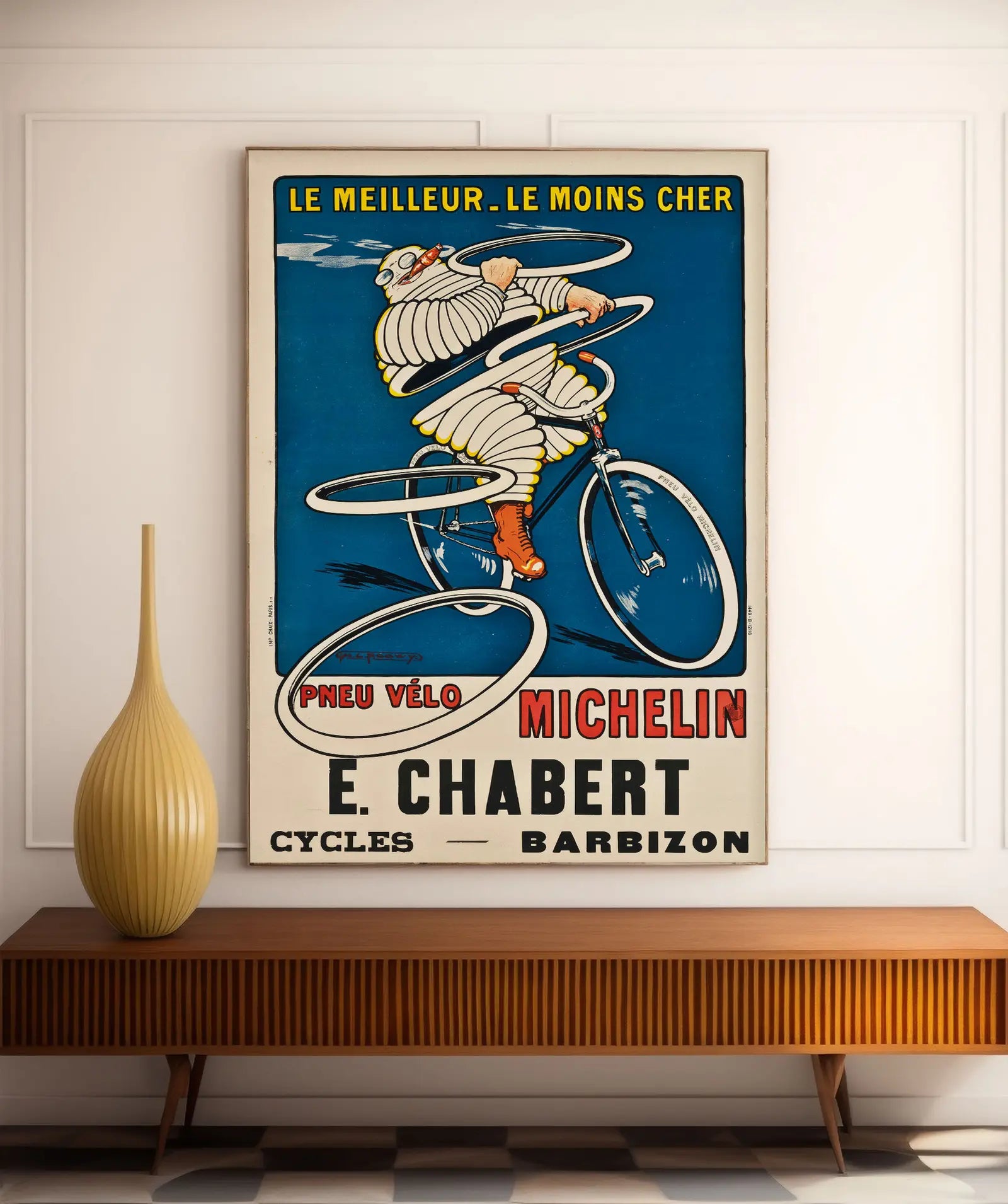 Affiche publicitaire vintage "Pneu Vélo Michelin" - H.L. Roowy - Haute Définition - papier mat 230gr/m²