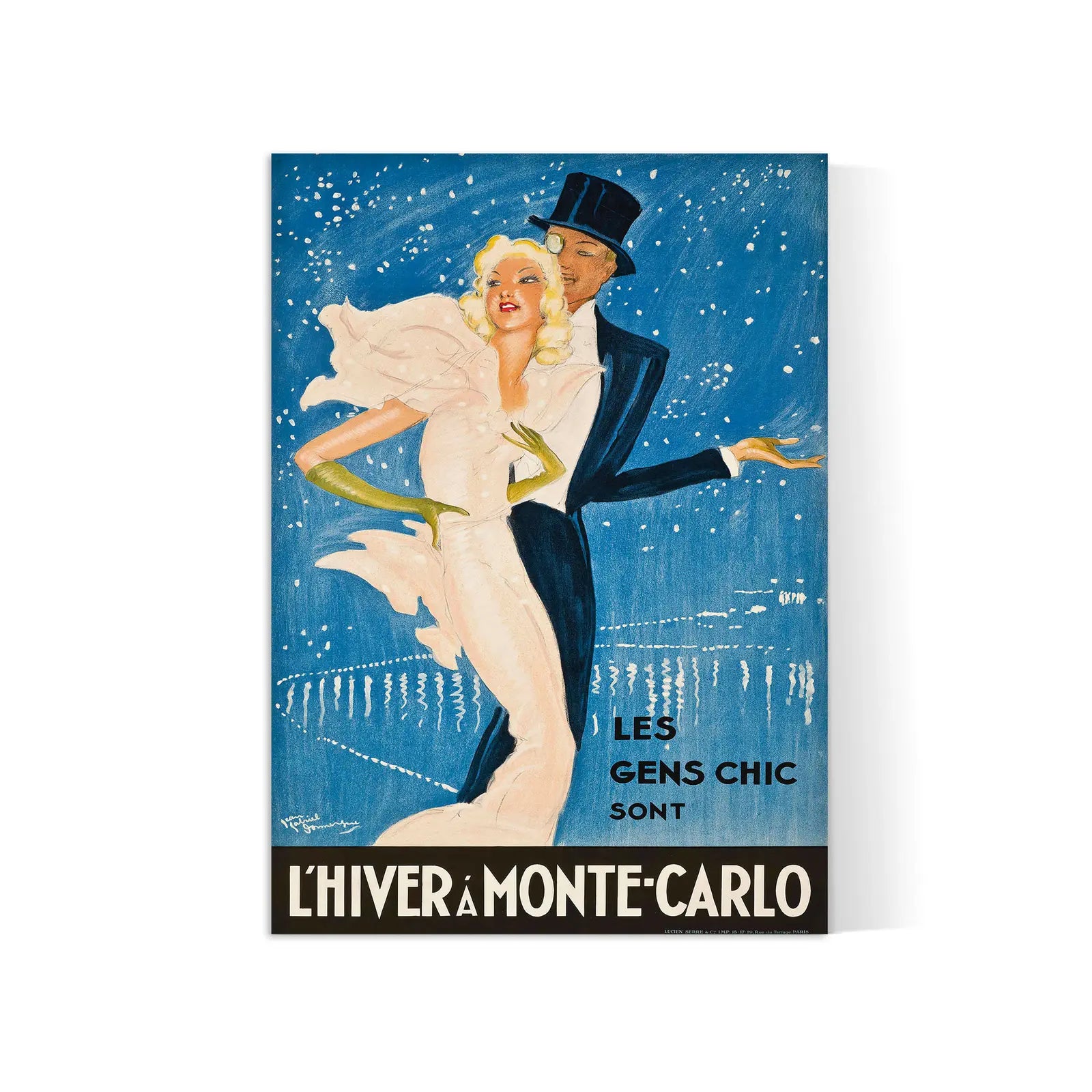 Affiche voyage vintage "Hiver à Monte-Carlo " - Jean-Gabriel Domergue - Haute Définition - papier mat 230gr/m²