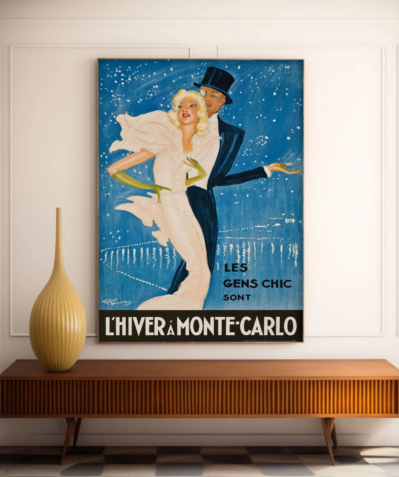 Affiche voyage vintage "Hiver à Monte-Carlo " - Jean-Gabriel Domergue - Haute Définition - papier mat 230gr/m²