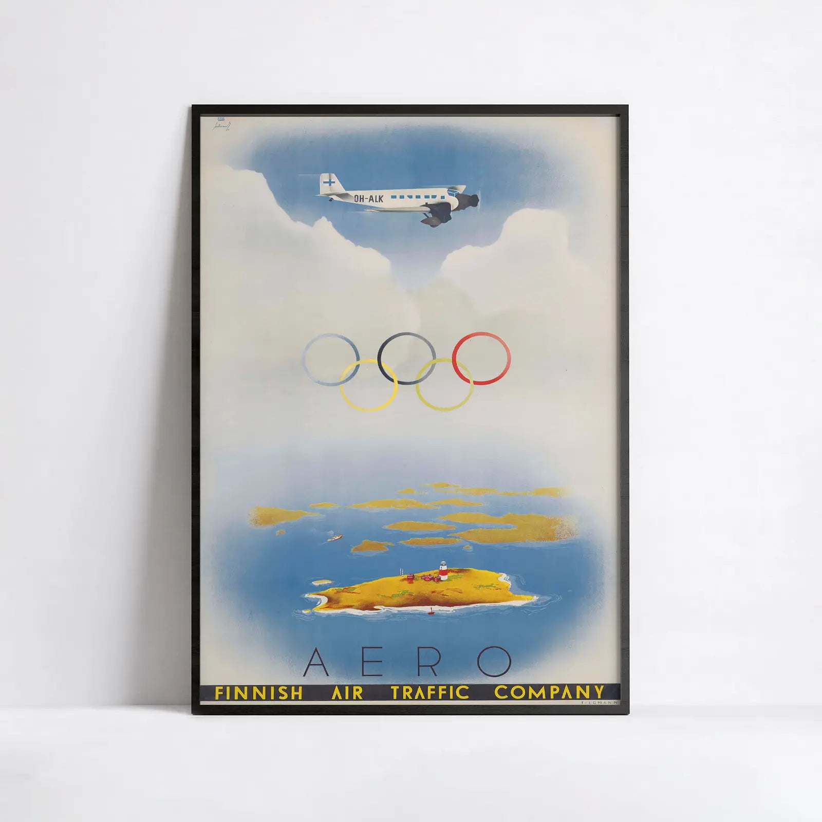 Vintage Aviation Poster "aero Finnish Airs" - Jorma Suhonen - High Definition - 230gr/m² matte paper