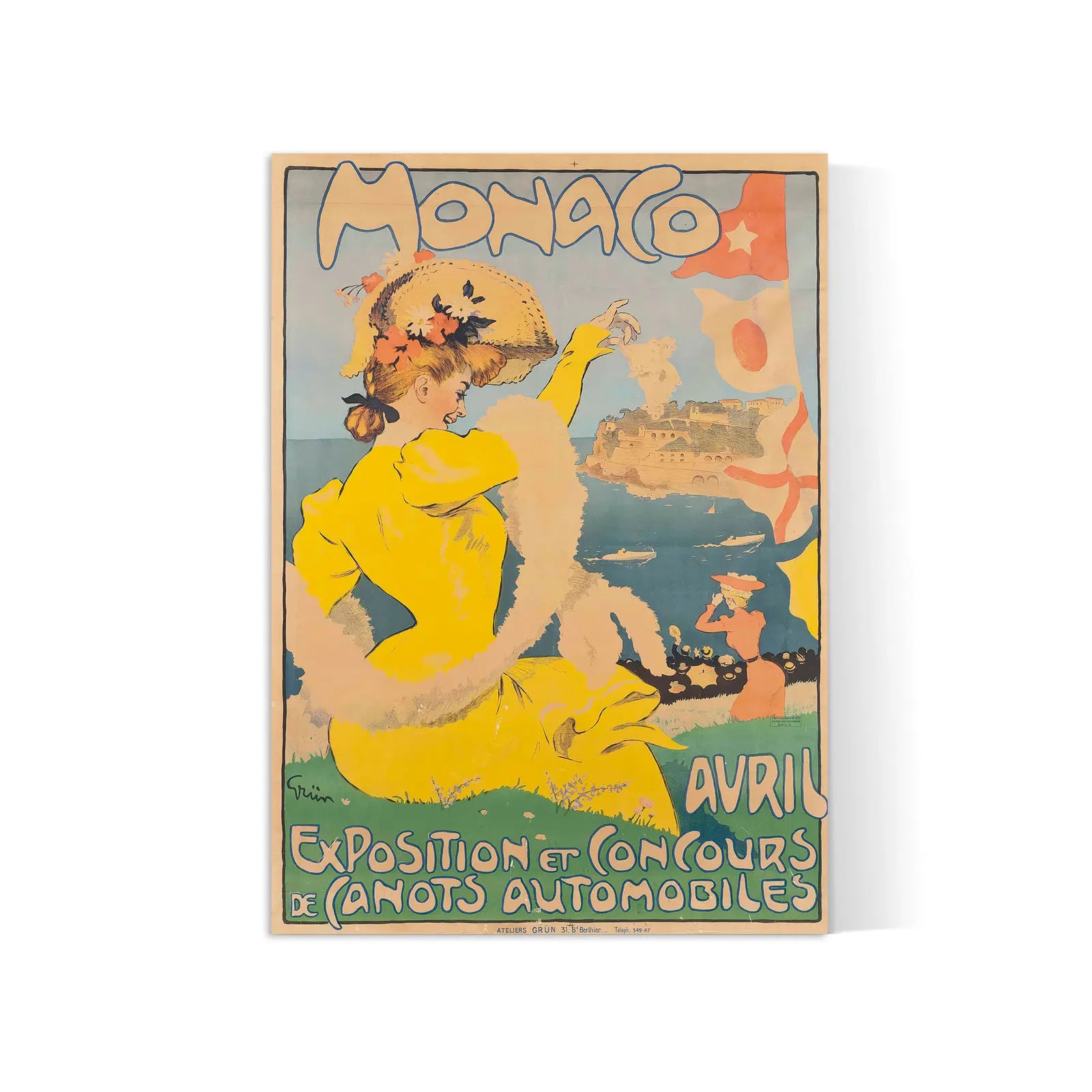 Affiche voyage vintage "Monaco sur la Côte d'Azur" - Jules-Alexandre Grün - Haute Définition - papier mat 230gr/m²