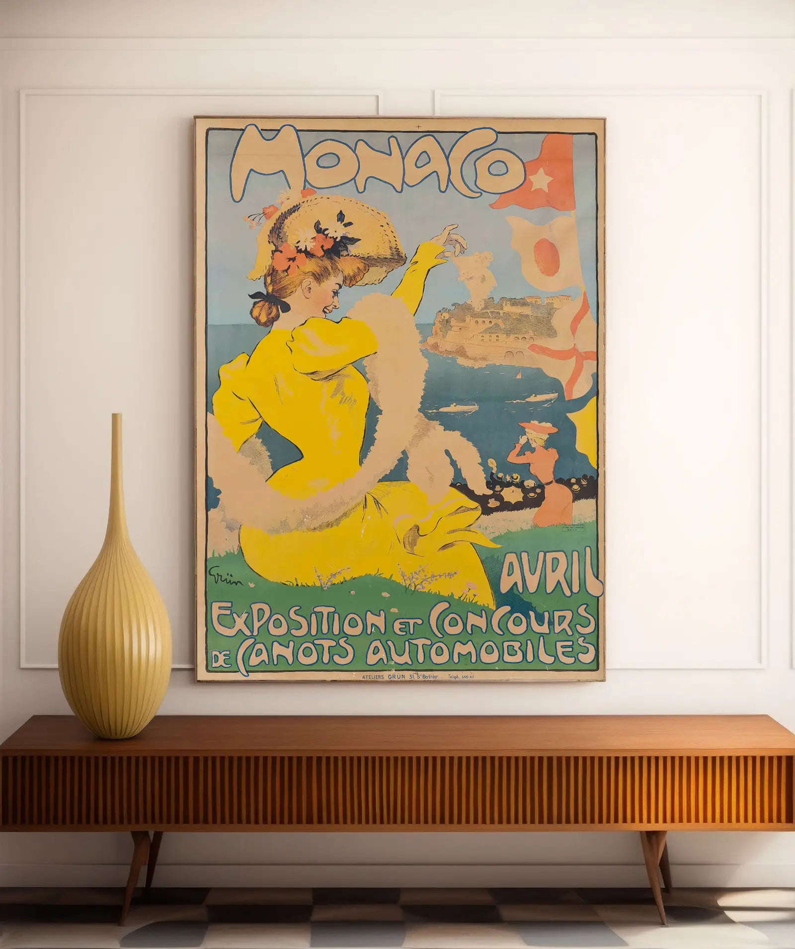 Affiche voyage vintage "Monaco sur la Côte d'Azur" - Jules-Alexandre Grün - Haute Définition - papier mat 230gr/m²