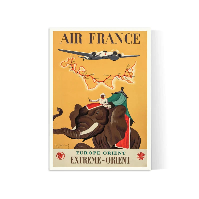 Affiche aviation vintage "Europe-Orient" - Air France - Haute Définition - papier mat 230gr/m2