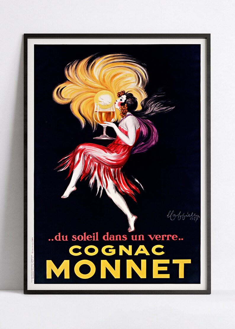 Affiche alcool vintage "Cognac Monnet "  Leonetto Cappiello - Haute Définition - papier mat 230gr/m2