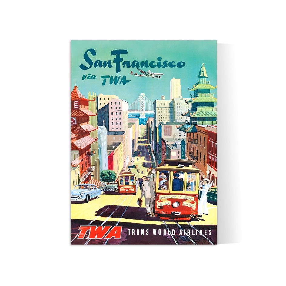 Affiche aviation vintage "San Francisco"  TWA  - Haute Définition - papier mat 230gr/m2